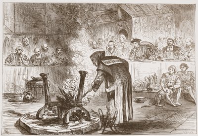 Charles ser The Play of the Masks, illustration från The History of Protestantism av James Aitken Wylie (1808-1890), pub. 1878 av English School