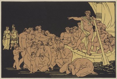 Charon och spökena (färglitografi) av English School