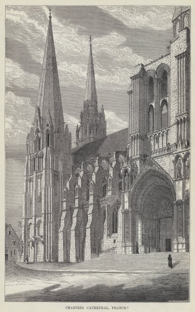 Chartres katedral, Frankrike (gravyr) av English School