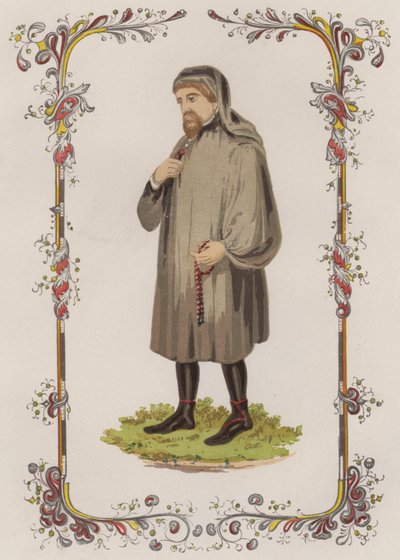 Chaucer (färg litho) av English School