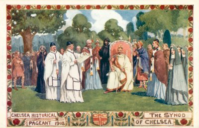 Chelsea Historical Pageant 1908, synoden i Chelsea (färg litho) av English School