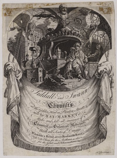 Kemister och drogister, Siddall och Swan, handelskort av English School
