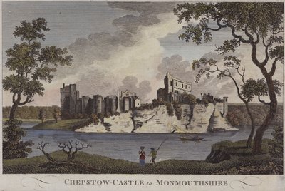 Chepstow Castle, Monmouthshire (färgad gravyr) av English School