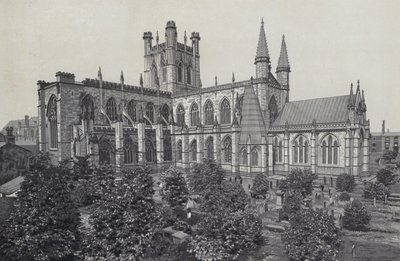 Chester: The Cathedral, från stadsmuren av English School