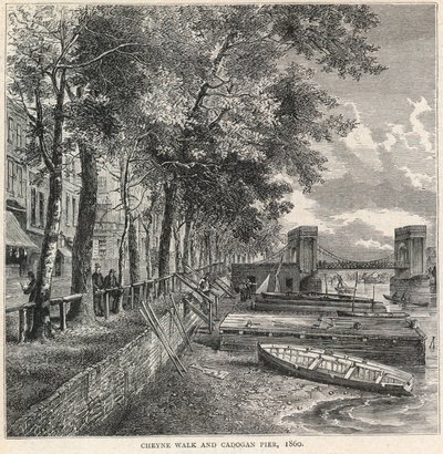 Cheyne Walk och Cadogan Pier, 1860 av English School