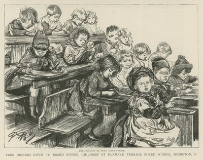 Barn på jobbet efter middagen av English School