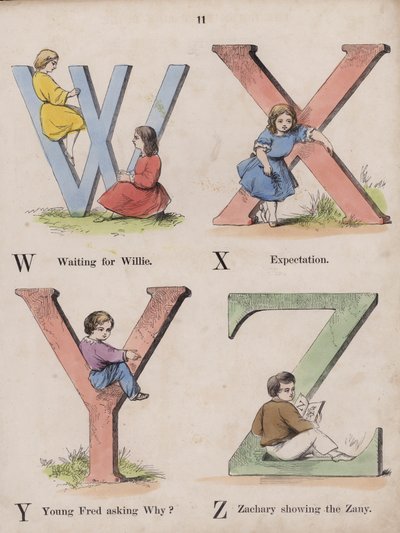 Barnalfabetet (färgad gravyr) av English School