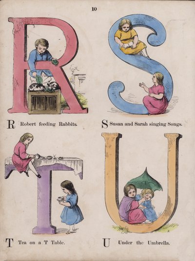 Barnalfabetet (färgad gravyr) av English School