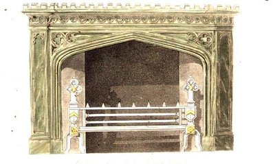 Skorstensstycke av Mona-marmor, skylt 94 från Ackermanns konstförråd, publicerad 1817 (färg litho) av English School