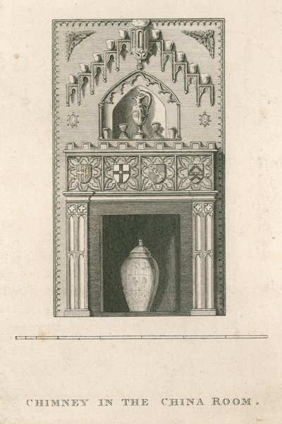 Skorsten i Kinarummet, Strawberry Hill, Twickenham, London av English School