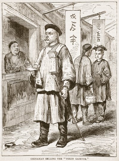 Kinaman som säljer Pekin Gazette, illustration från Cassells Illustrated History of England av English School
