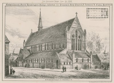Christ Church, North Kensington: design vald för föreslagen ny kyrka av English School