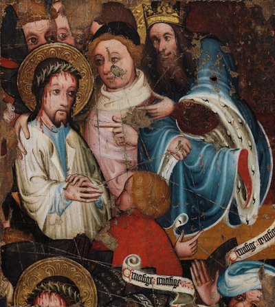 Kristus före Pilatus, ca 1400-25 (tempera och bladguld på panel) av English School