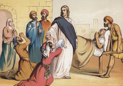 Kristus helar de sjuka (chromolitho) av English School