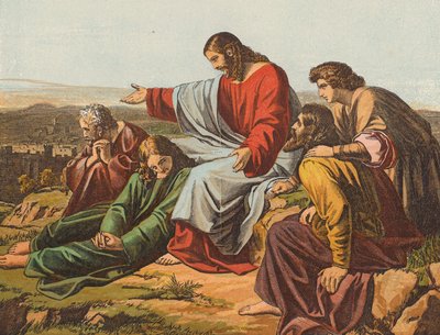 Kristus gråter över Jerusalem (färglitografi) av English School