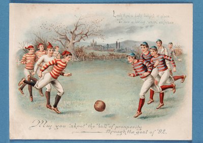 Julvykort av en fotbollsmatch, 1892 av English School