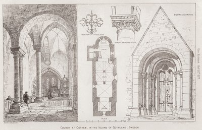 Kyrka i Gotham, på Gotland, Sverige (gravyr) av English School