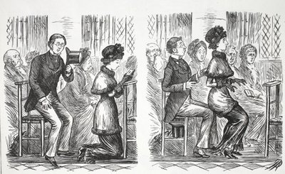 Kyrkliga seder, illustration från Punch av English School