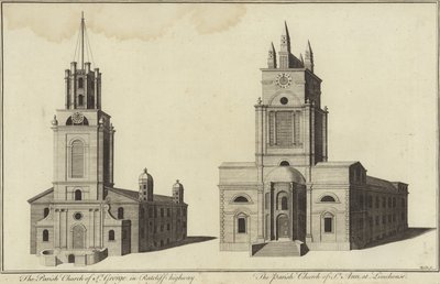 Church of St George, Ratcliff Highway och Church of St John, Limehouse, London av English School