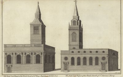 Church of St Mary Magdalen i Old Fish Street och Church of St Lawrence Jewry, London av English School