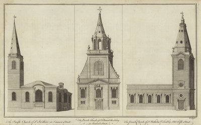 Churches of St Swithin, Cannon Street, St Edmund the King, Lombard Street och St Nicholas Cole Abbey, Old Fish Street av English School