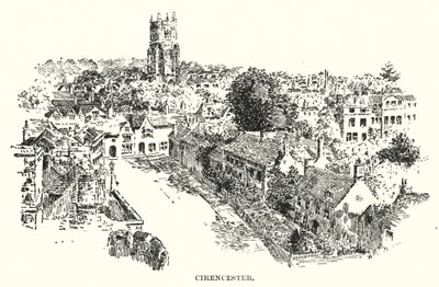 Cirencester (litografi) av English School