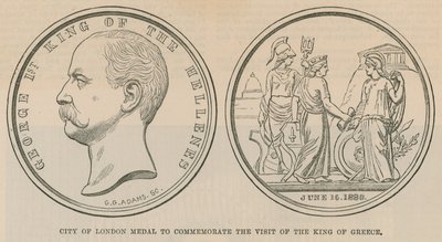 City of London-medaljen för att fira besöket av kungen av Grekland i juni 1880 av English School