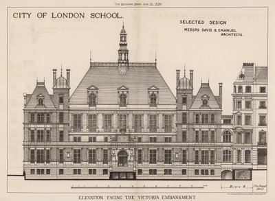 City of London School; Fassade zum Victoria Embankment von English School
