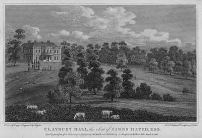 Claybury Hall, säte för James Hatch (gravyr) av English School