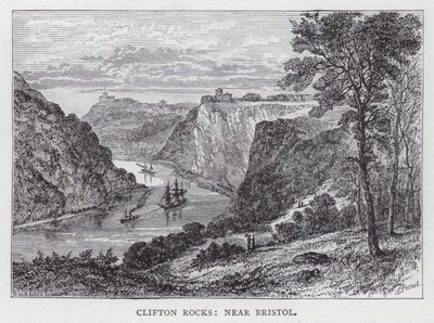 Clifton Rocks, nära Bristol (gravyr) av English School