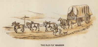 Tränare och tränarskap: The Old Fly Waggon (litografi) av English School