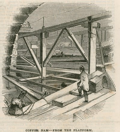 Cofferdam, Westminster Bridge, från plattformen av English School