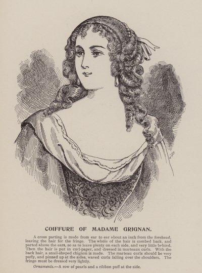 Coiffure av Madame Grignan (gravyr) av English School