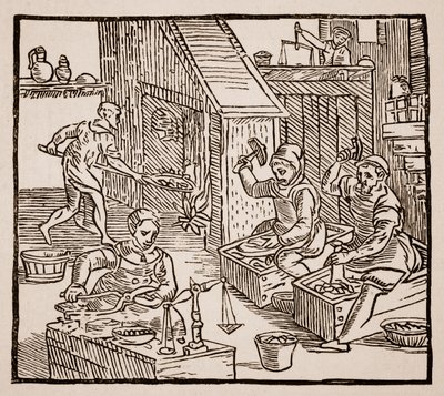 Coiners at Work, 1577 (sepiafoto) av English School