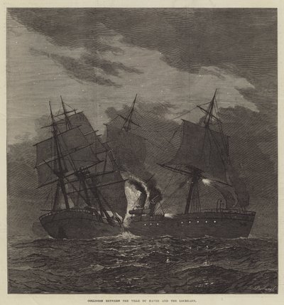 Kollision mellan Ville du Havre och Lochearn (gravyr) av English School