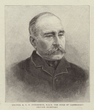 Överste A C F Fitzgeorge, HKH hertigen av Cambridges privata sekreterare (gravyr) av English School