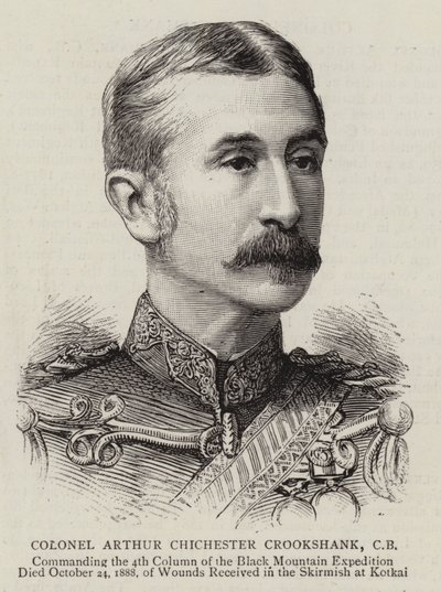 Överste Arthur Chichester Crookshank (gravyr) av English School