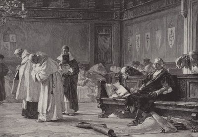 Columbus inför rådet i Salamanca (gravyr) av English School