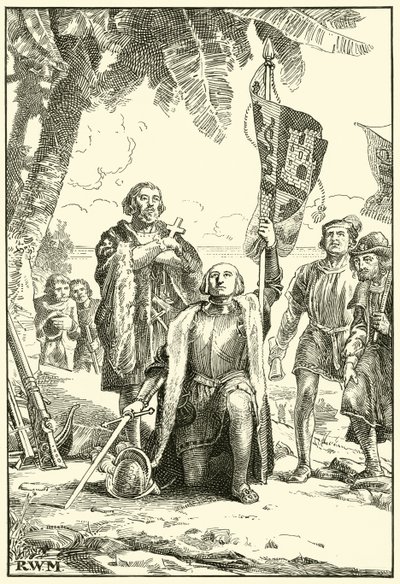 Columbus landar i det nya ordet (bläck på papper) av English School