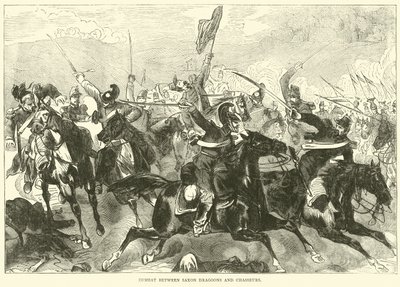 Strid mellan Saxon Dragoons och Chasseurs, september 1870 av English School