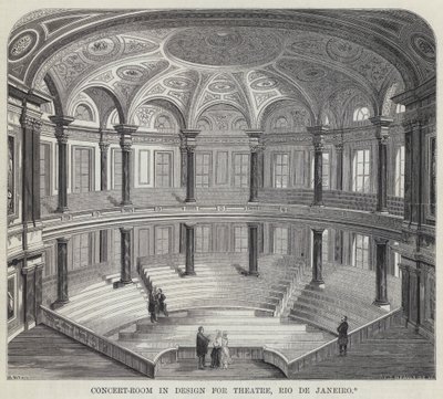 Konsertrum i design för teater, Rio de Janeiro (gravyr) av English School