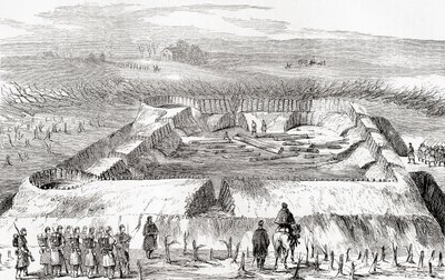 Konfederationens befästningar norr om Manassas Junction, från Ward and Lock