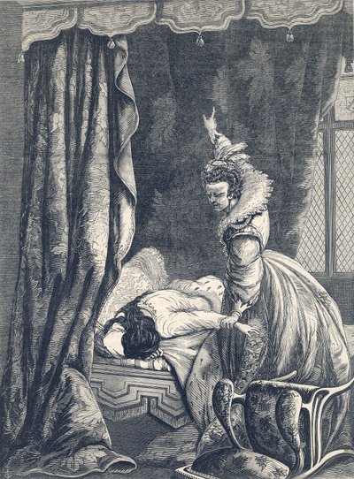 Grevinnan av Nottinghams bekännelse, 1865 av English School