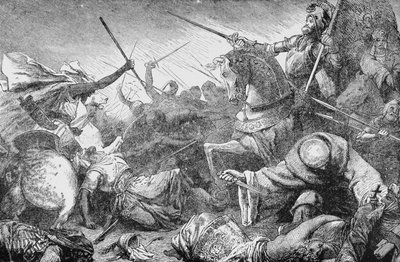 Conflict with the Saracens, från The History of France, av Emile de Bonnechose, utgiven av Ward, Lock and Co, London av English School