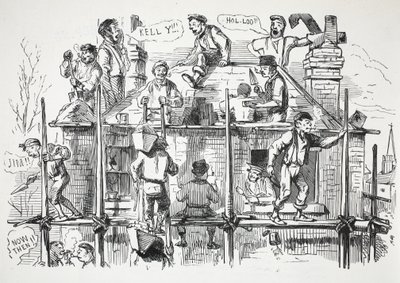 Byggnadsarbetare, illustration från Punch av English School