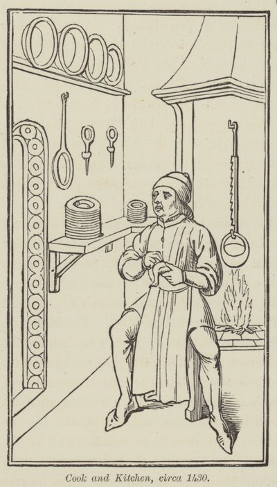 Cook and Kitchen, cirka 1430 (gravyr) av English School
