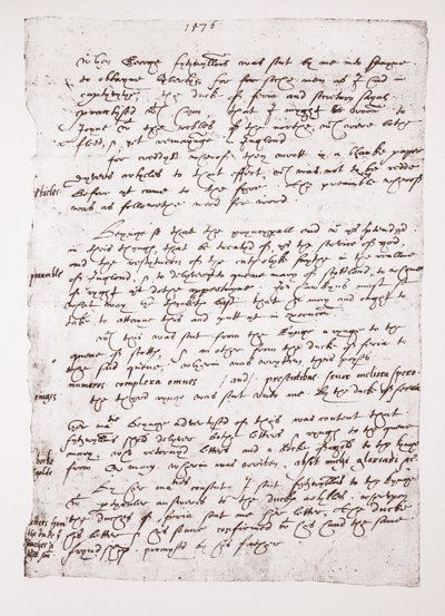 Kopia av ett holografmemo av John Hawkins angående hans kontakter med Spanien, 1576 av English School