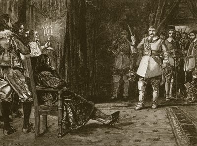 Cornet Joyces intervju med Charles, illustration från Cassells Illustrated History of England (sepiafoto) av English School