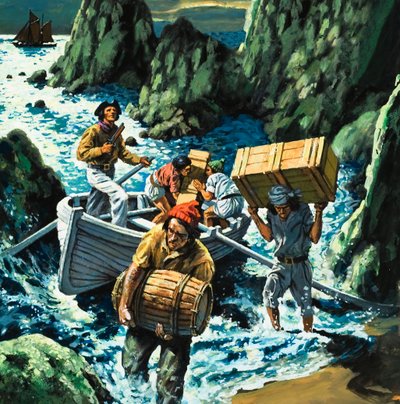 Cornish smugglingsscen av English School