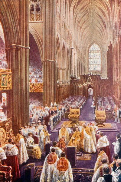 Kröningsceremoni i Westminster Abbey av English School